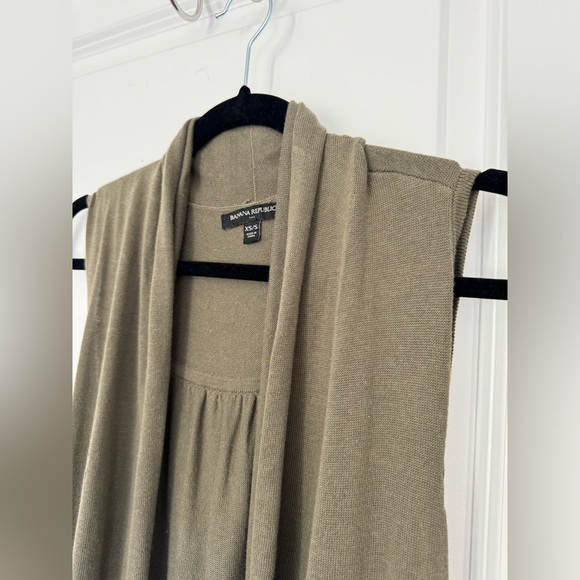 Banana Republic sweater vest size XS/S ties in the waist green autumn cotton - Picture 3 of 6